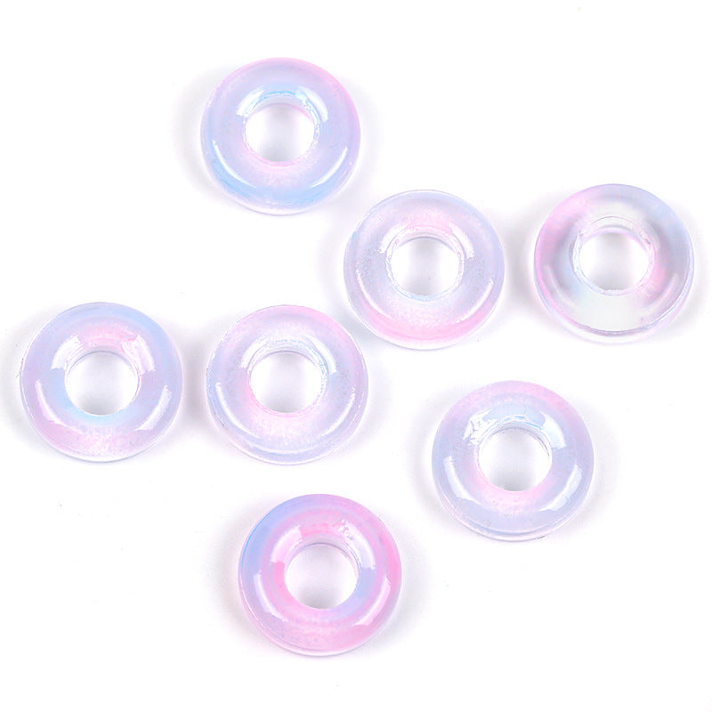 Wholesale 50pcs 10mm Glass Colorful Circle Large Hole Beads Glass Beads Spacer Beads Spacer